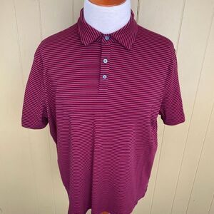Goodfellow & Co men XXL short sleeve 3 button stripe casual polo shirt red black